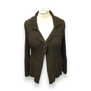 Solola Vintage Women’s Oversize Button Snap Front Cardigan, Olive, size 40EU